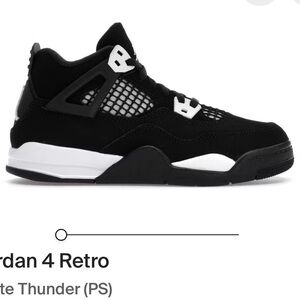 Nike Jordan 4 Retro Black and White Kids Sneakers